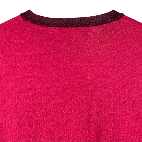 Rachel Roy Women's Metallic Ringer Pullover Sweater Wild Pink Large - Picture 8 of 9